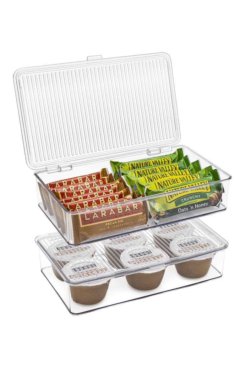 2-Pack Storage Organizers with Lids, Main, color, CLEAR
