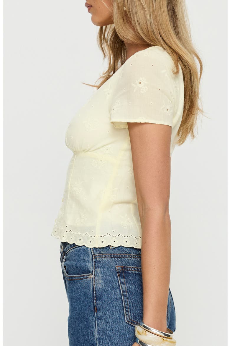 Isolda Embroidered Button-Up Top, Alternate, color, LEMON