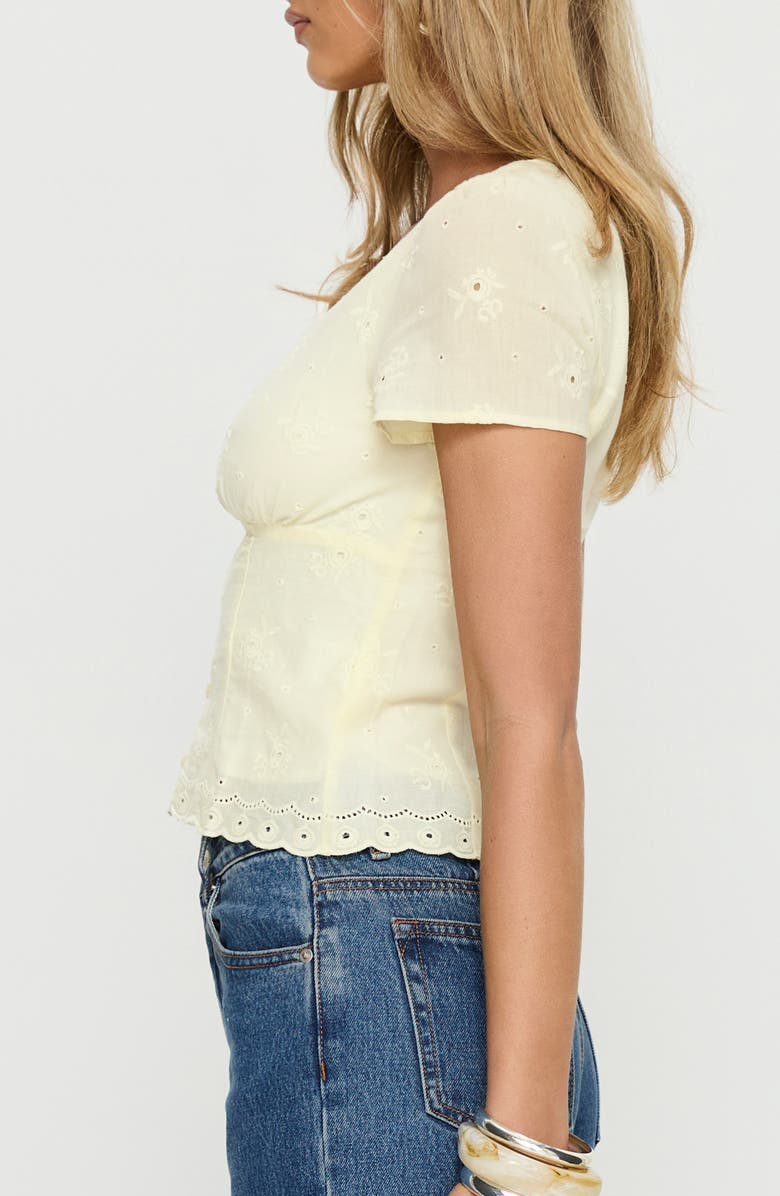 Princess Polly Isolda Embroidered Button-Up Top, Alternate, color, Lemon
