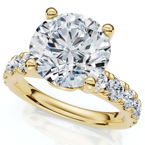 Certified 4Ct TW Diamond Pave Engagement Ring in 14k Gold Lab Grown