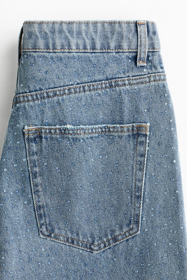 Rhinestone-Detail High-Waist Jeans, Alternate, color, Light denim blue