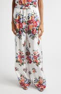 Dolce&Gabbana Floral Bouquet Print Silk Twill Drawstring Pants