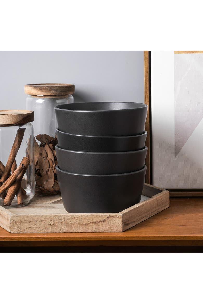 Celina Stoneware 4-Piece Bowl Set, Alternate, color, Black