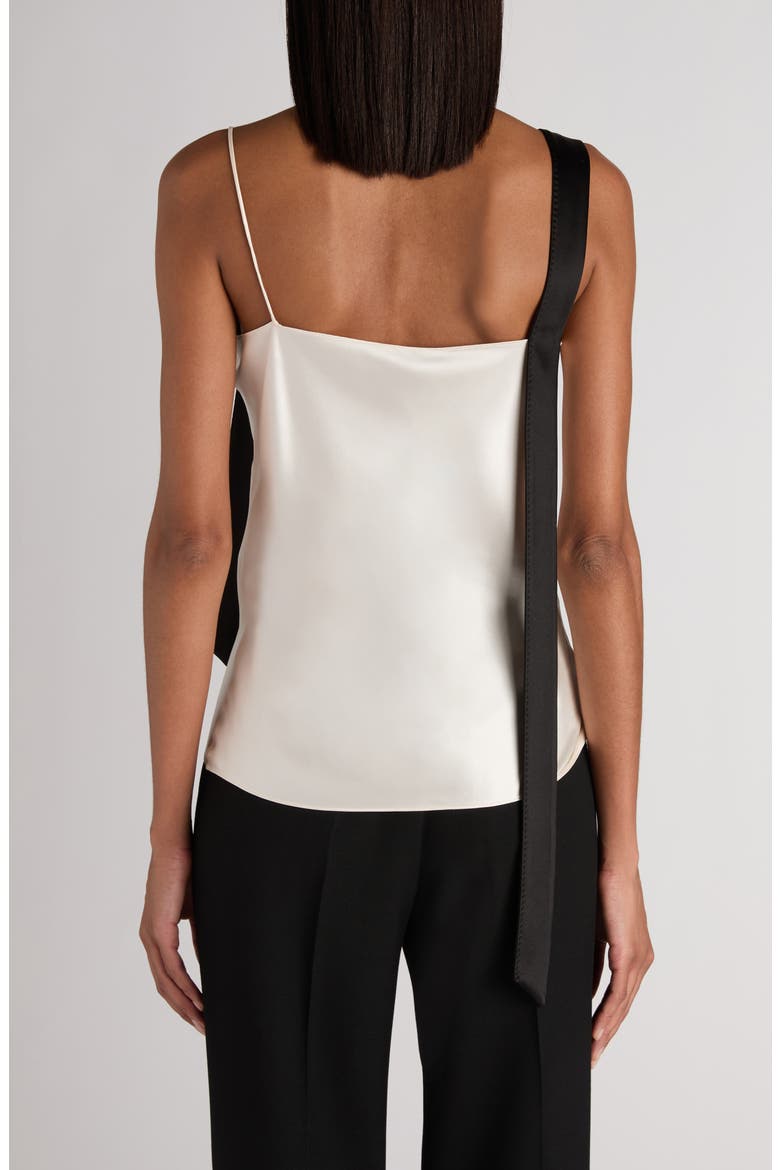 Tuxedo Band Silk Satin Camisole, Alternate, color, OFF WHITE/ BLACK