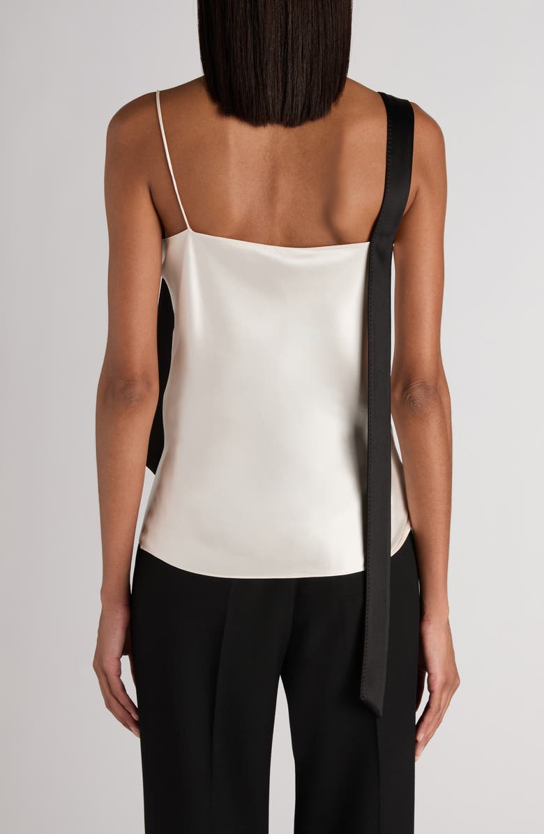 TOM FORD Tuxedo Band Silk Satin Camisole, Alternate, color, Off White/ Black