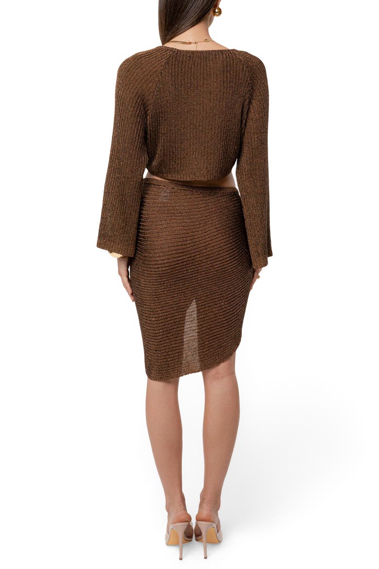 Luminous Metallic Sweater Skirt, Alternate, color, BRONZE