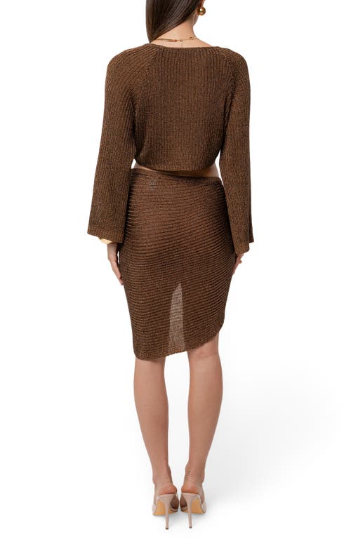 Jluxlabel Luminous Metallic Sweater Skirt In Brown