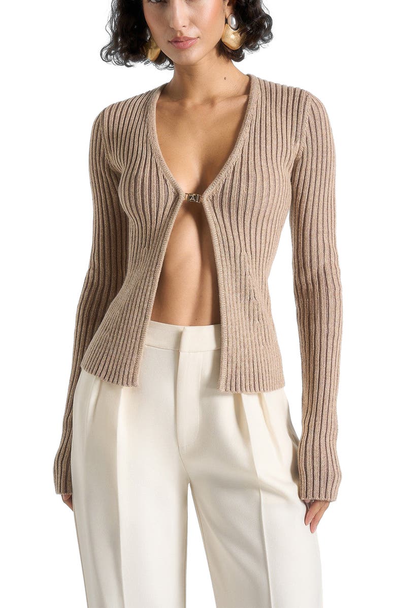 Manière De Voir Marisa 2-In-1 Knit Bandeau Cardigan, Alternate, color, Taupe