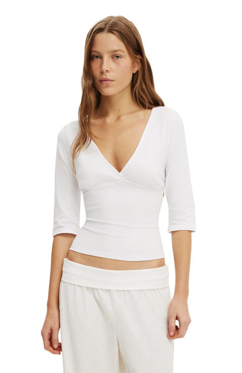 Women's Maple V Neck 3/4 Sleeve