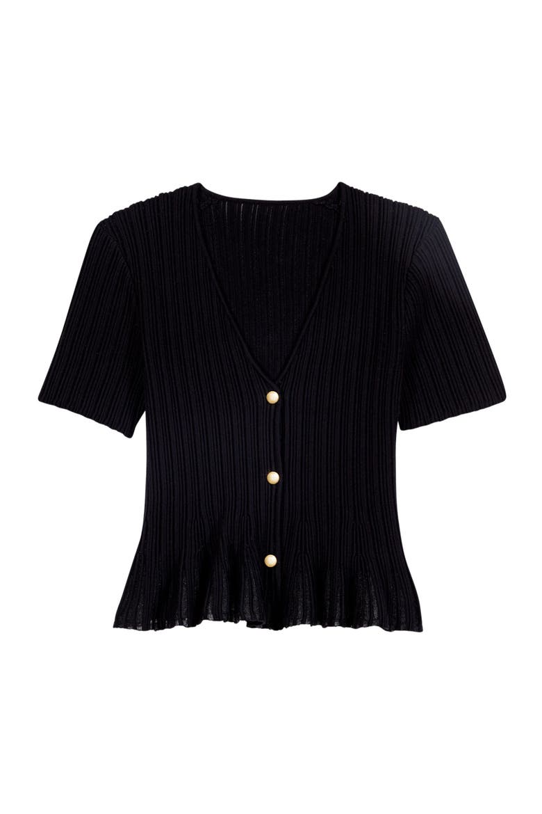 Peplum cardigan, Alternate, color, Black