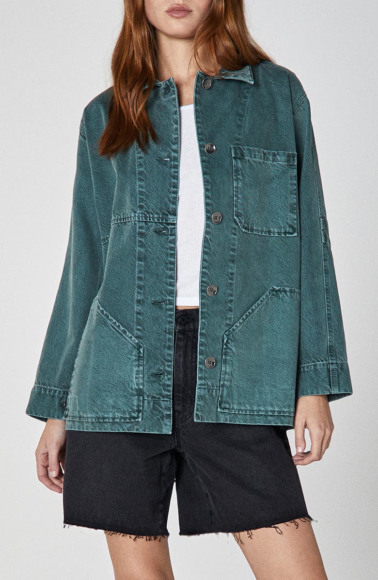 Unpublished Mari Patch Pocket Denim Chore Jacket, Main, color, Green