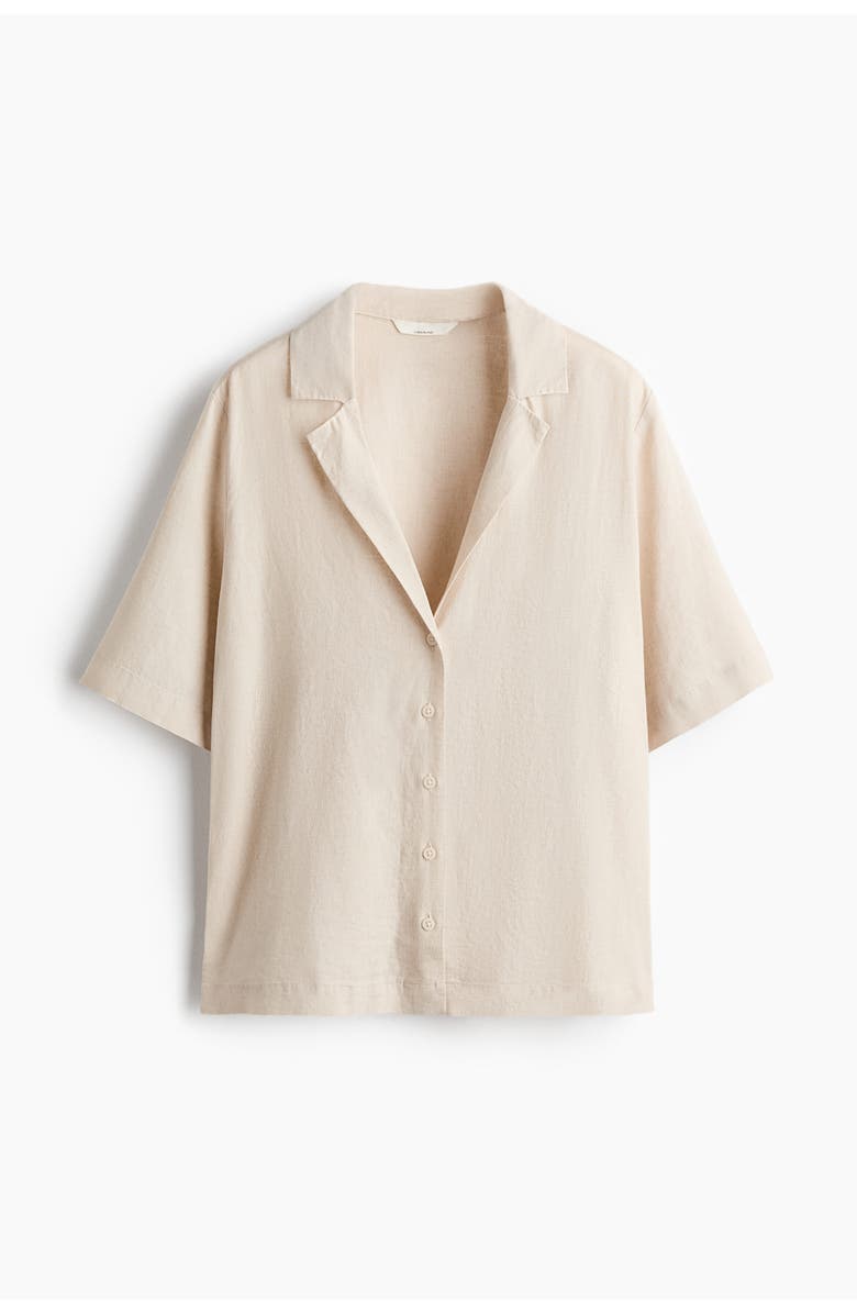 H&M Linen-blend Resort Shirt, Alternate, color, Light Beige