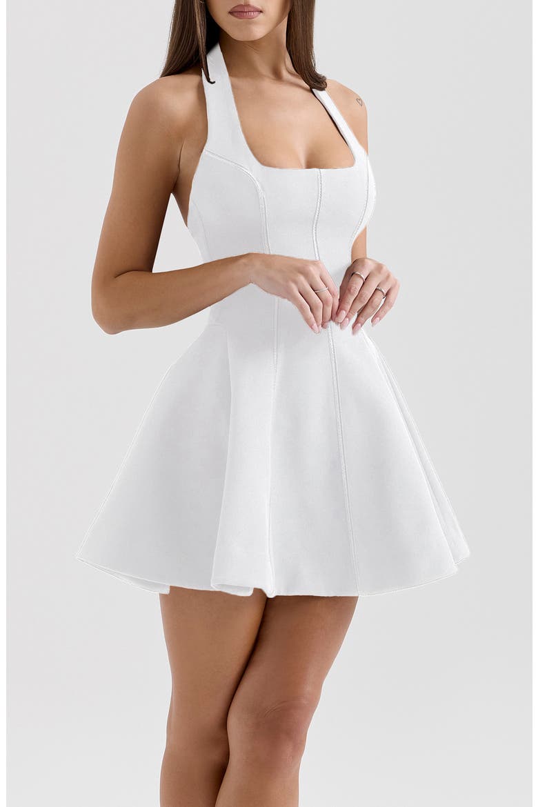 Loulette Halter Minidress, Alternate, color, WHITE
