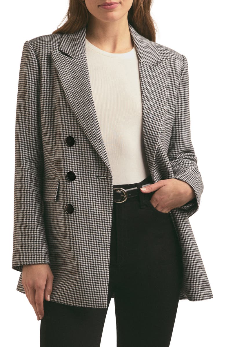 Favorite Daughter The Phoebe Houndstooth Double Breasted Blazer, Main, color,