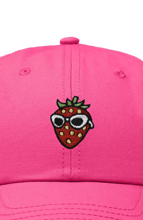 Dalix Strawberry Embroidered Casual Cap In Hot Pink