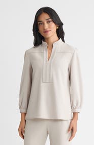Ming Wang Stretch Deco Crepe Balloon Sleeve Blouse