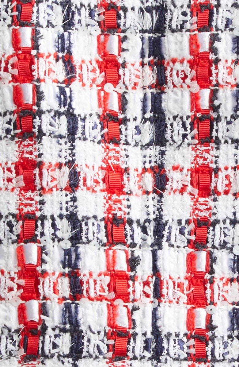 Thom Browne Shrunken Semi Semiconstructed Bouclé Tweed Sport Coat, Alternate, color, Red/White/Blue