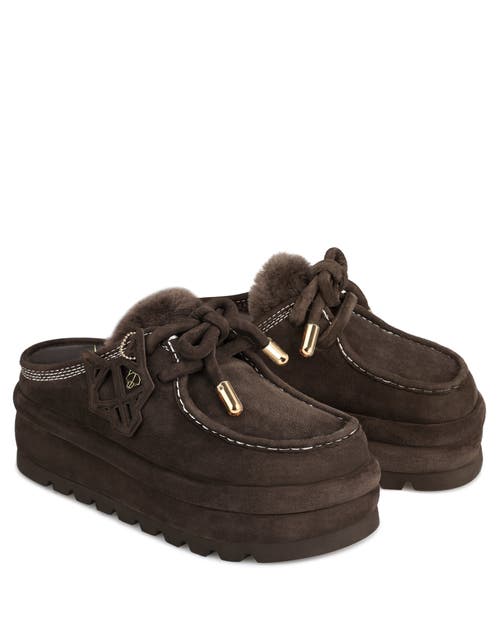 Naked Wolfe Blizzard Suede/shearling Slip-on In Brown