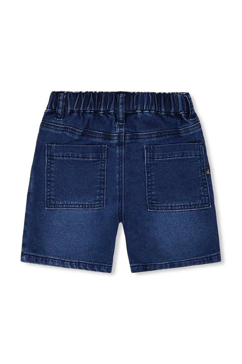 French Terry Elastic Waist Drawstring Denim Shorts, Alternate, color, Navy Blue Denim