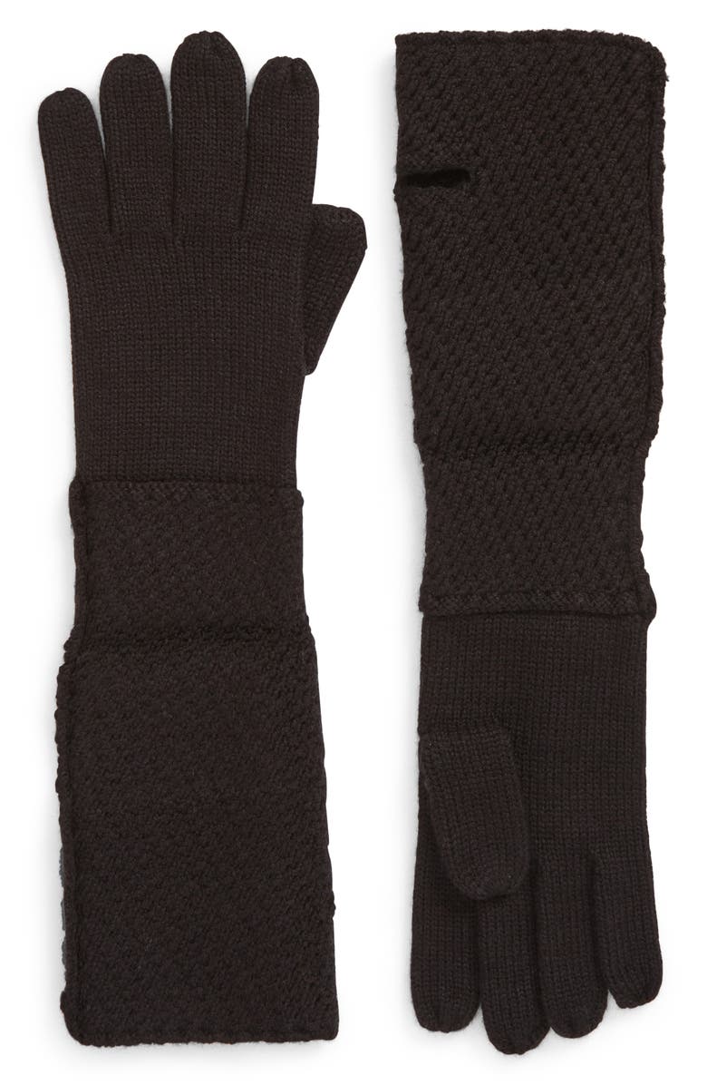 AllSaints Traveling Rib Fold Over Cuff Knit Gloves, Alternate, color, 