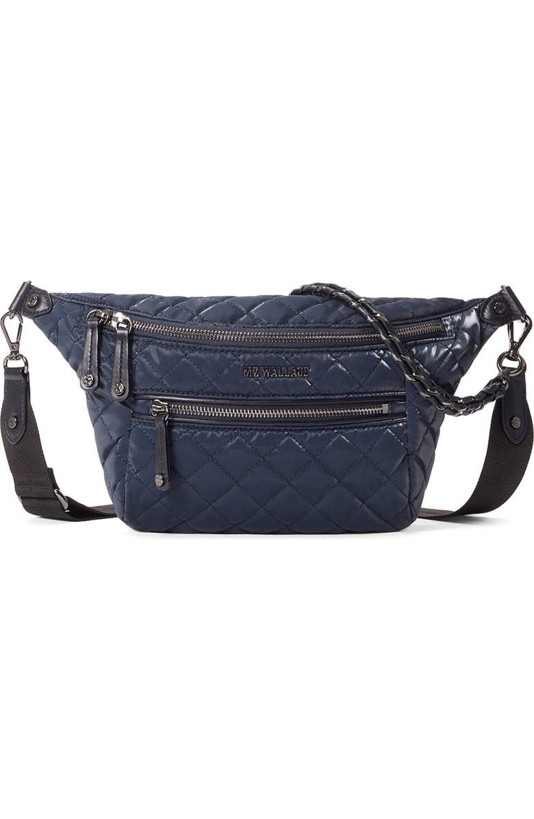 MZ Wallace Crosby Quilted Nylon Convertible Sling Bag, Main, color, Ink Liquid