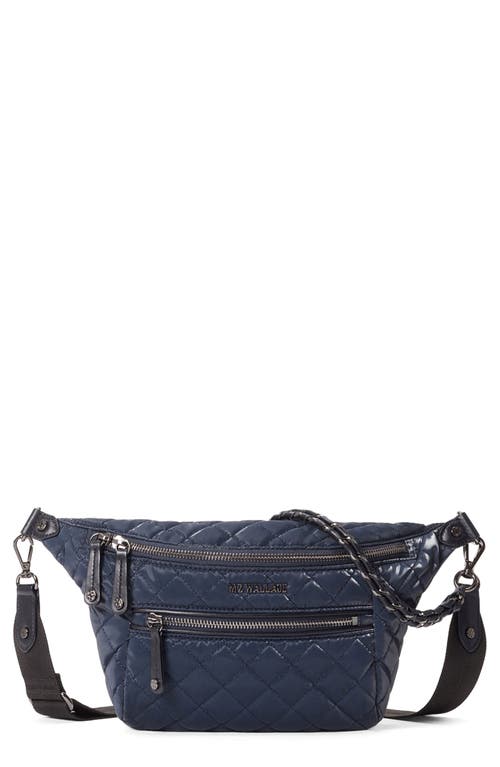 Mz Wallace Small Crosby Quilted Nylon Convertible Sling Bag In Blue