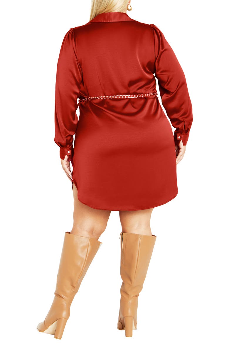 Harmoni Long Sleeve Satin Shirtdress, Alternate, color, CARAMEL