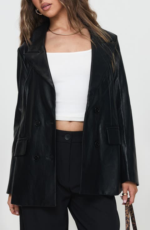 Ellen Oversize Faux Leather Blazer