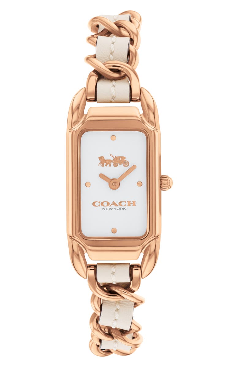 COACH Cadie Rectangular Bracelet Watch, 17.5mm x 28.5mm, Main, color, White