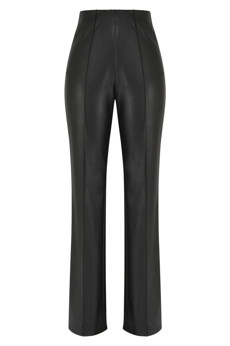 Elenaora Faux Leather Trousers, Alternate, color, BLACK