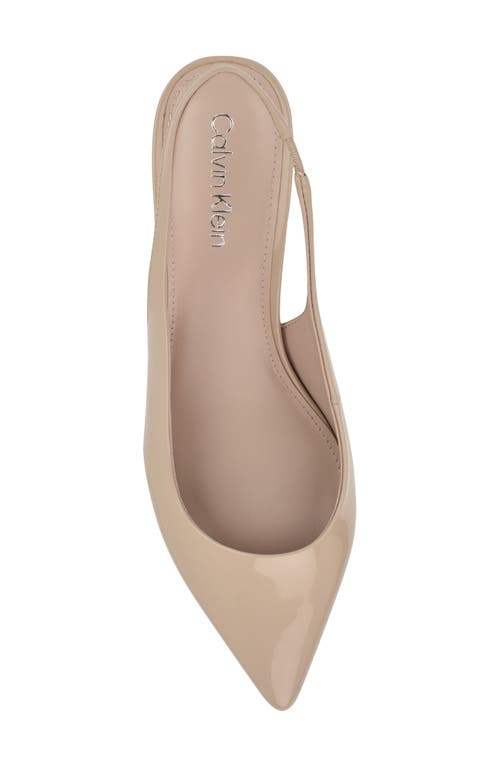 Calvin Klein Dainty Kitten Heel Pointed Toe Slingback Pump In Light Natural Beige