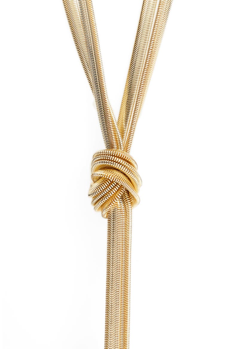 Cooper Knot Lariat Necklace, Alternate, color, GOLD