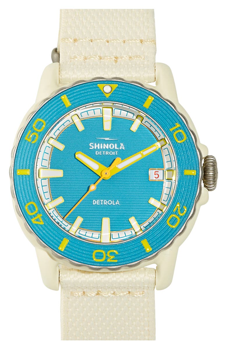 Shinola Sea Creatures Woven Strap Watch, 40mm, Main, color, 