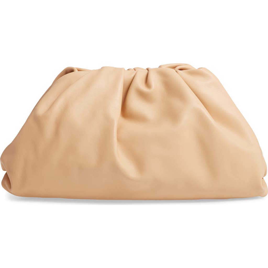 Bottega Veneta The Pouch Leather Clutch In Almond/gold