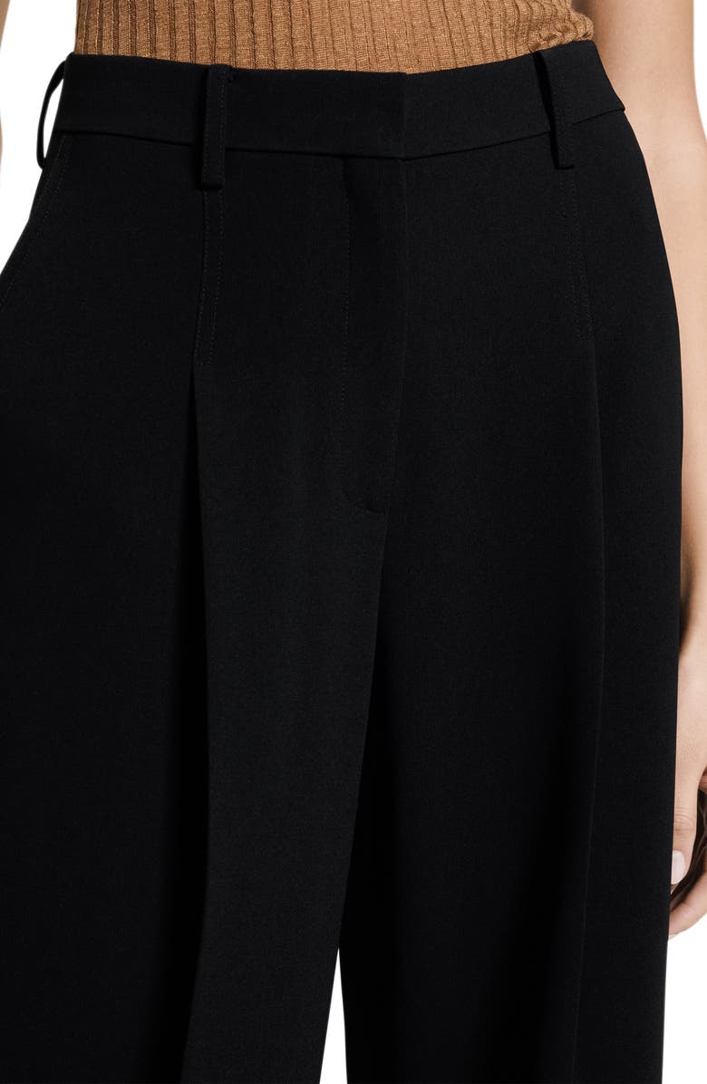 Theory Pleated High Rise Wide Leg Pants, Alternate, color, Black