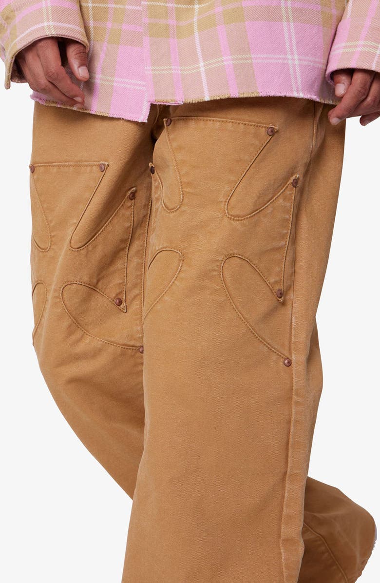 mnml Iron Cross Baggy Flared Cotton Canvas Pants, Alternate, color, Tan
