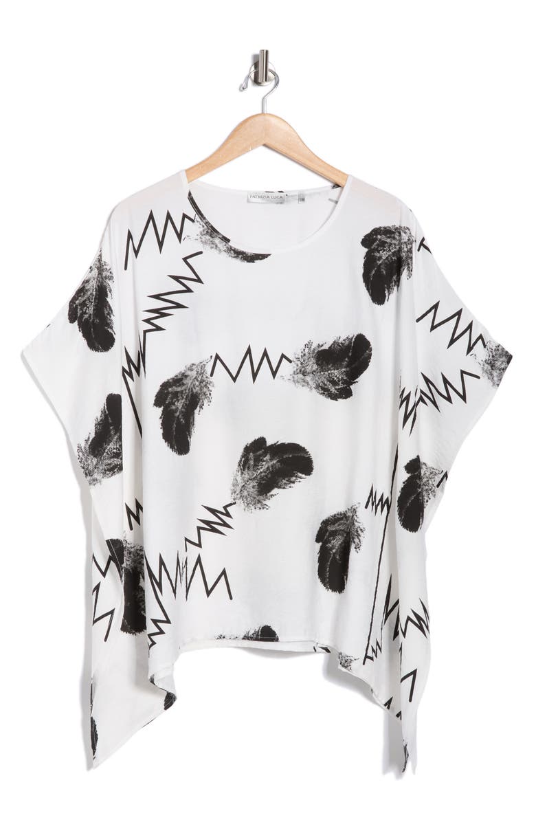 PATRIZIA LUCA Scribble Print Caftan Top, Main, color, White