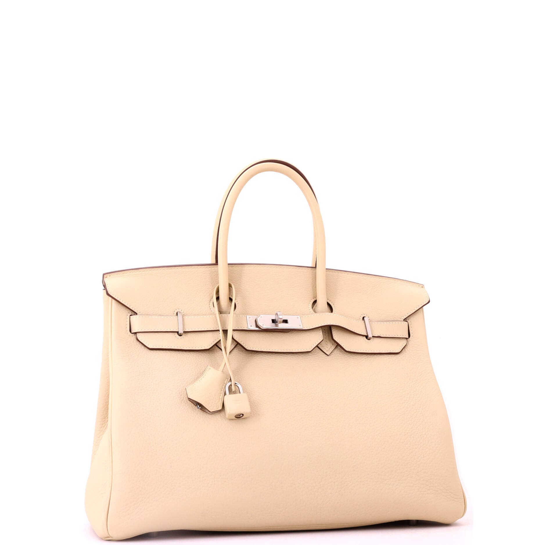Pre-Owned Hermes Birkin Handbag Light Clemence with Palladium Hardware 35, Alternate, color, Parchemin