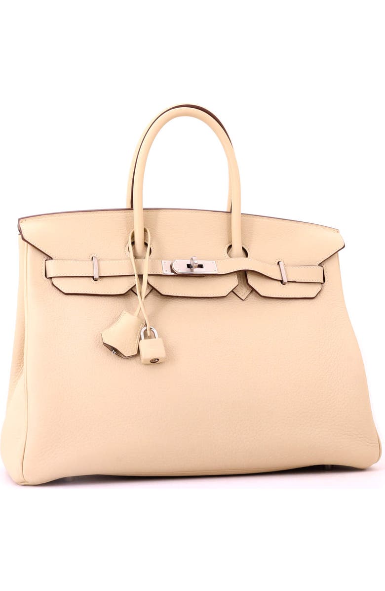 Pre-Owned Hermes Birkin Handbag Light Clemence with Palladium Hardware 35, Alternate, color, Parchemin