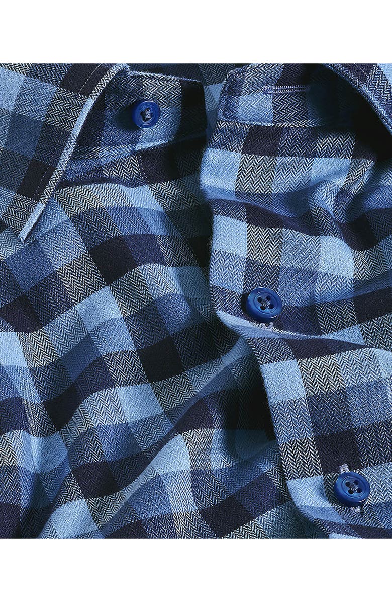 David Donahue Herringbone Check Sport Shirt, Alternate, color, Blue