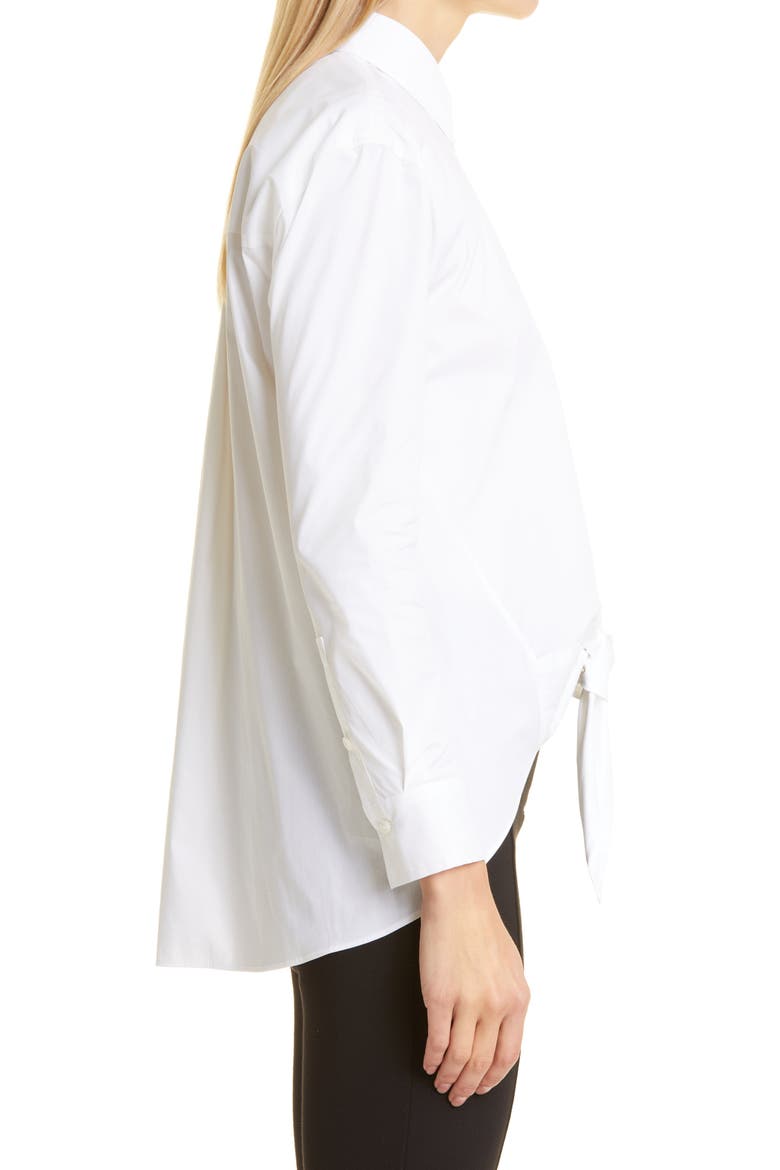 DONNA KARAN WOMAN Tie Front Button-Up Shirt, Alternate, color, WHITE