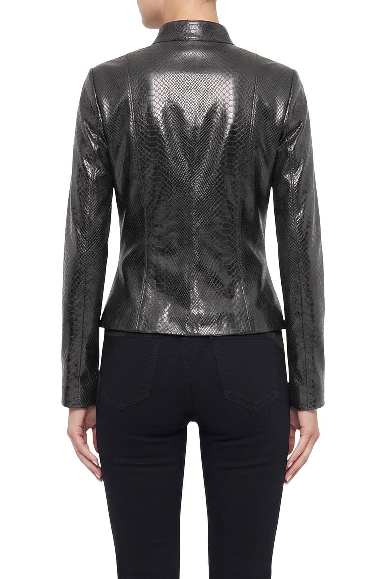 Genuine Metis Suede Pythn Printed Zip Jacket, Alternate, color, ANTHRACITE