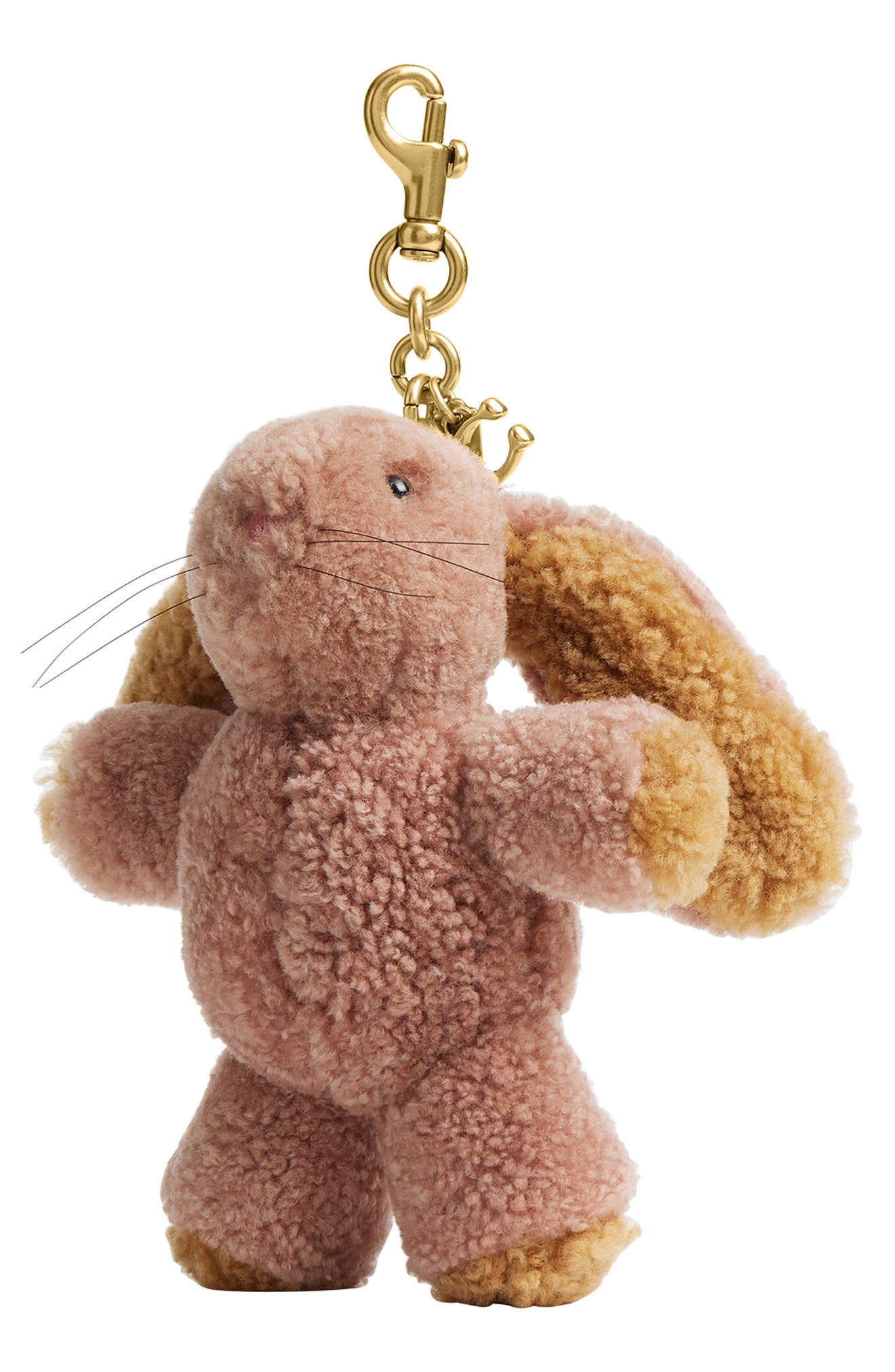 COACH Floppy Bunny Plush Genuine Shearling Bag Charm, Main, color, Multi
