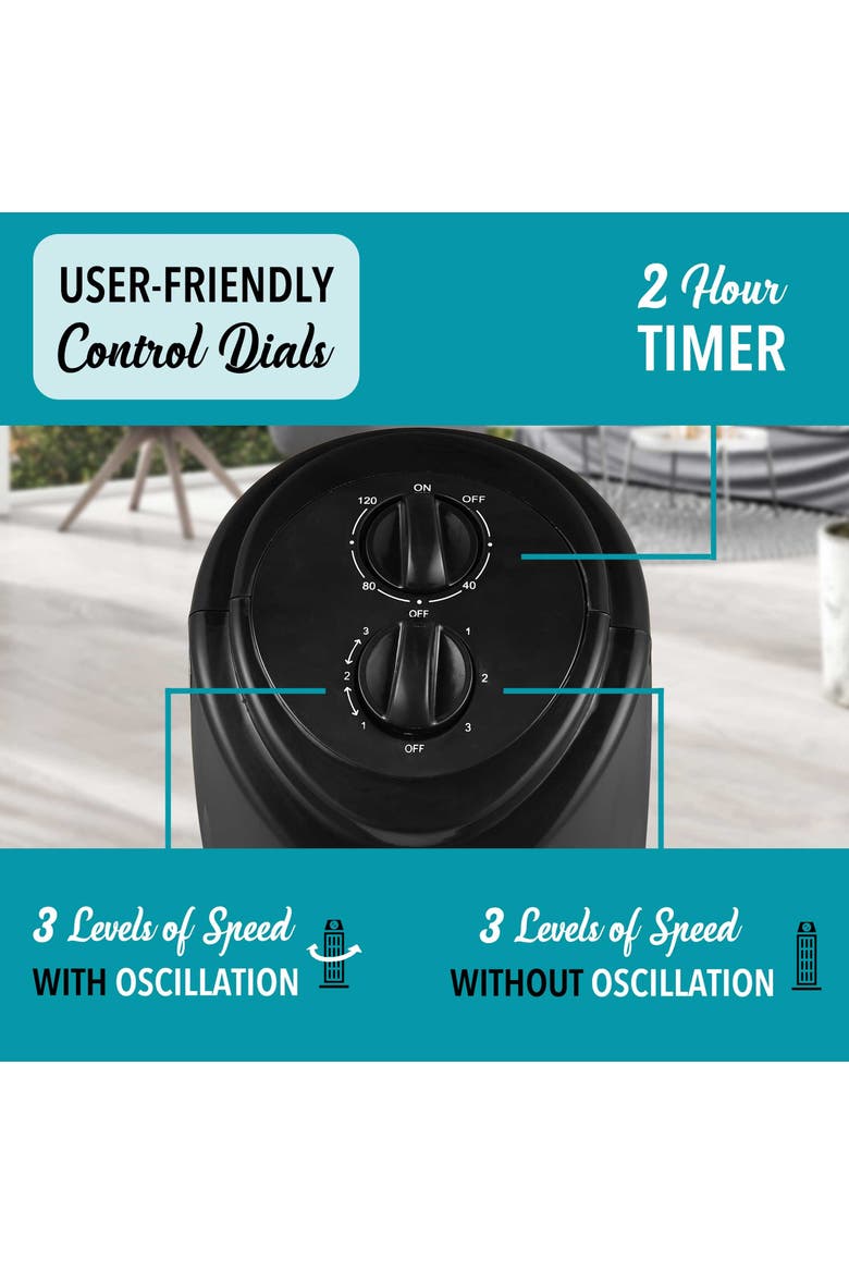 3 Speed 32 Inch Oscillating Tower Fan in Black, Alternate, color, Black