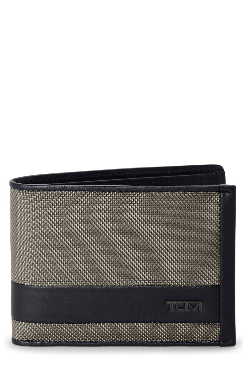 Double Billfold Nylon & Leather Wallet, Main, color, GREY ALLOY