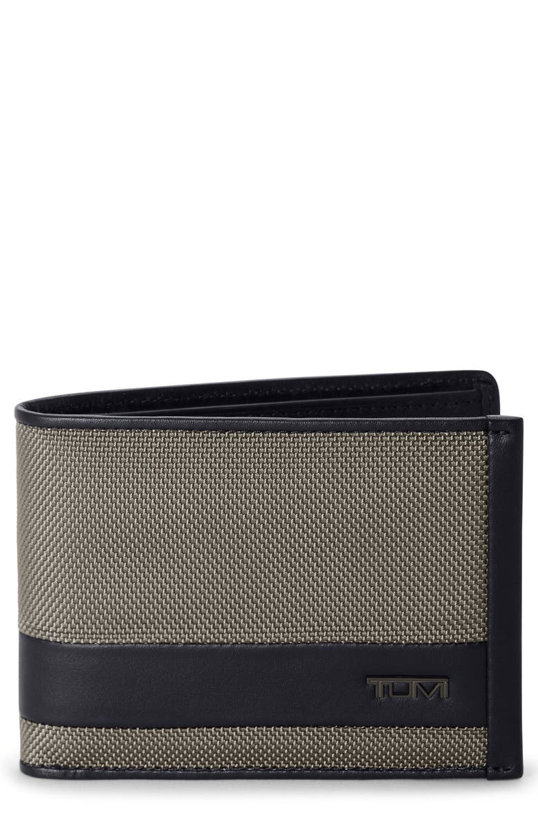 TUMI Double Billfold Nylon & Leather Wallet, Main, color, Grey Alloy