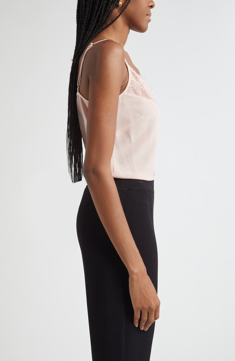 ST. JOHN Lace Trim Silk Crepe Camisole, Alternate, color, Rose Quartz