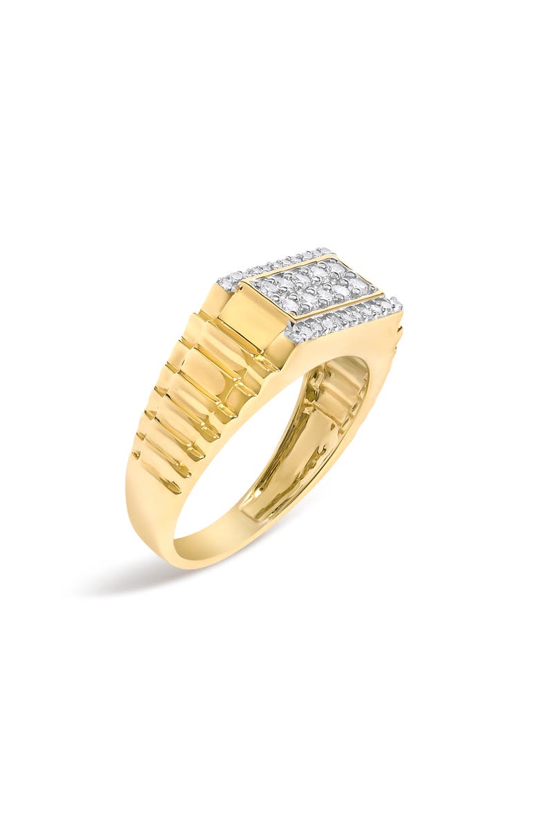 Haus of Brilliance Men's 14K Yellow Gold Plated Sterling Silver Natural 1/2 Cttw Diamond Rectangular Halo Band Ring, Alternate, color, Yellow Gold Over Silver
