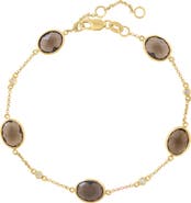 EFFY Smoky Quartz & Diamond Station Chain Bracelet