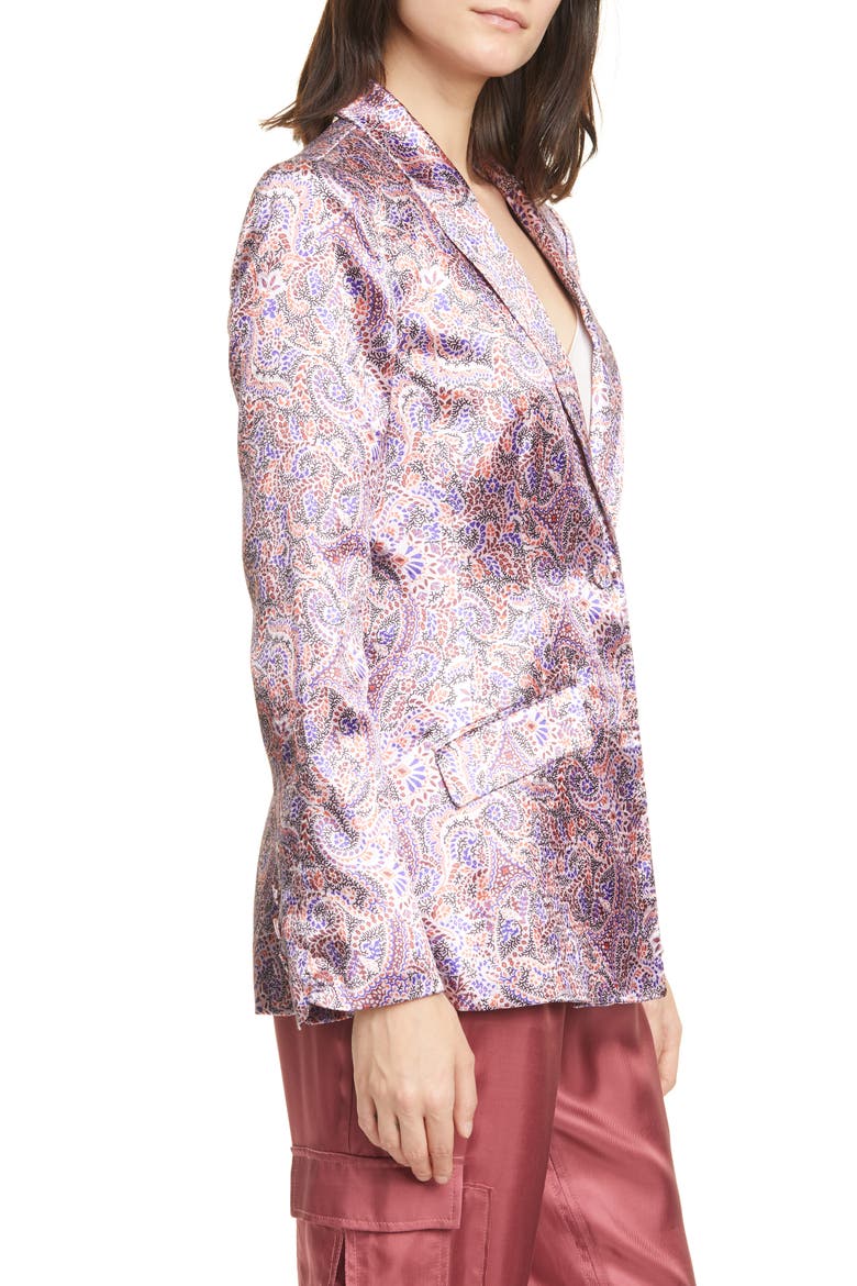 Estelle Paisley Satin Blazer, Alternate, color, TEA ROSE MULTI